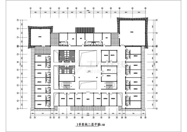 占地1900平米3层框架结构民宿酒店平立面设计CAD图纸-图一