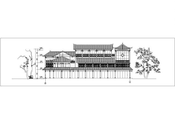 占地1900平米3层框架结构民宿酒店平立面设计CAD图纸-图二