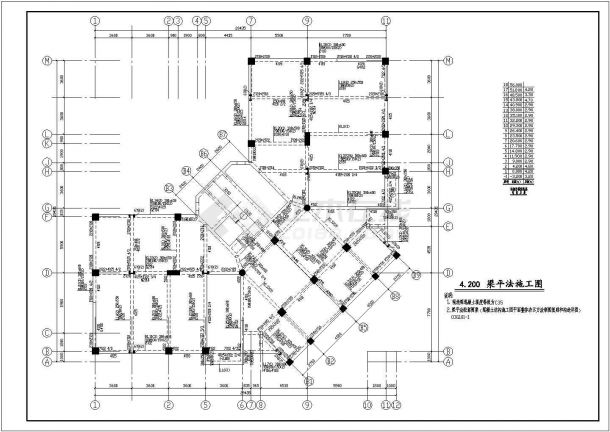 办公楼设计_某L形十八层高层办公楼结构CAD图纸-图一