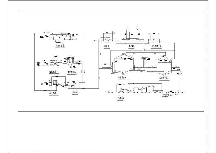 污泥处理工艺流程cad设计施工图_图1