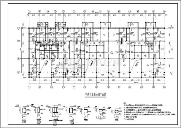 住宅设计_某六层框架结构住宅楼结构设计施工CAD图-图一