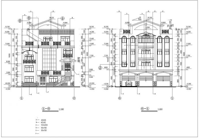 某888㎡四层框架结构别墅建筑结构图纸_图1