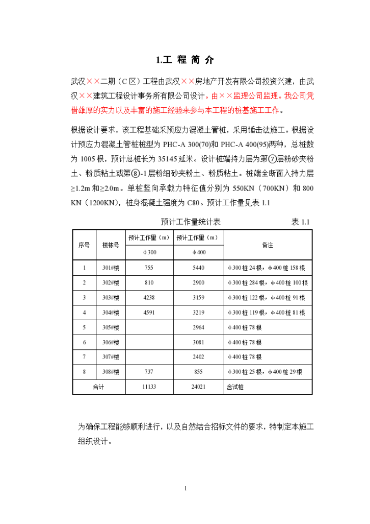 武汉某工程二期团桩基工程施工组织设计文档-图一
