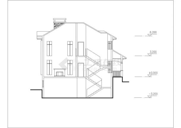 418平米2层混合结构独立别墅平立剖面设计CAD图纸（含地下室层）-图一