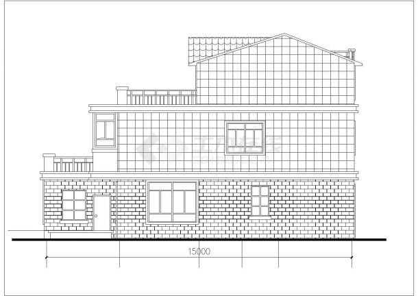 325平米3层砖混结构自建别墅楼平立剖面设计CAD图纸（含效果图）-图一