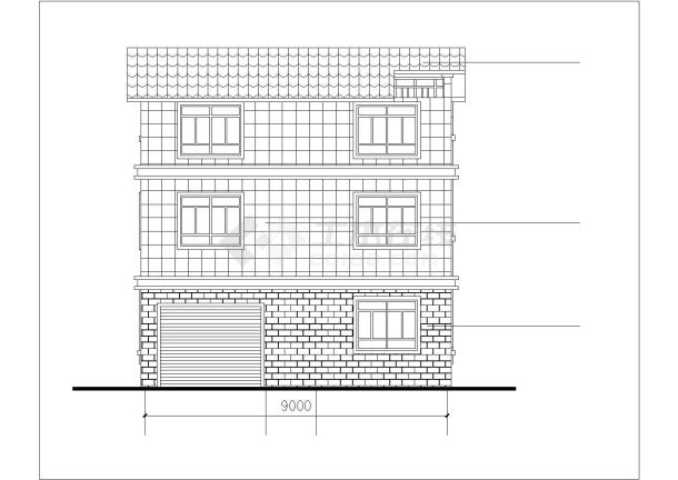 325平米3层砖混结构自建别墅楼平立剖面设计CAD图纸（含效果图）-图二