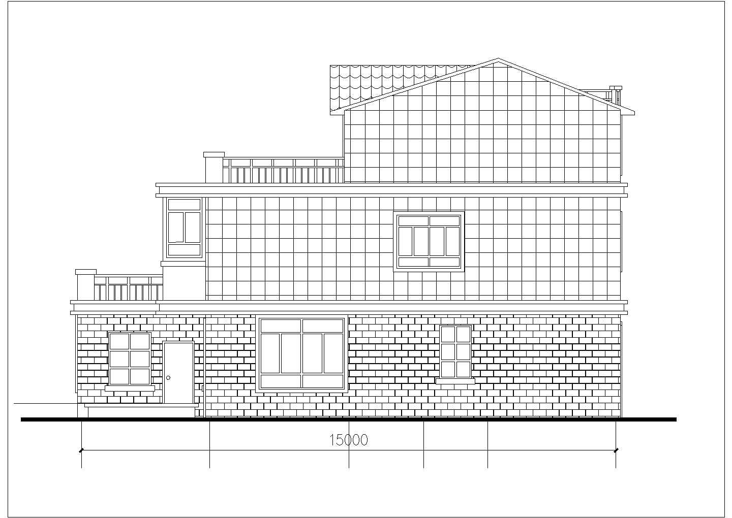 325平米3层砖混结构自建别墅楼平立剖面设计CAD图纸（含效果图）