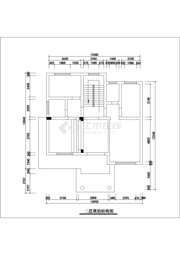 385平米3层框混结构单体别墅全套装修施工设计CAD图纸-图二