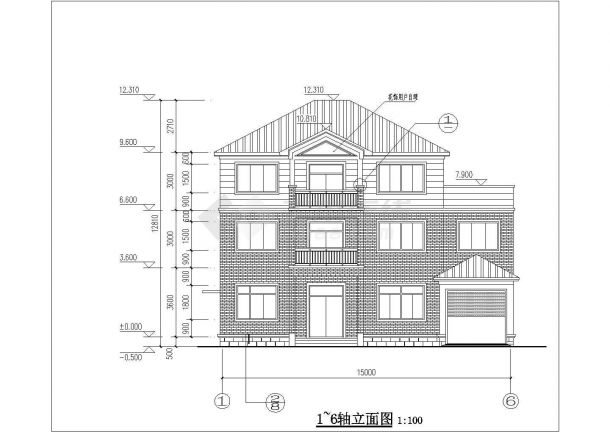 长沙市某存在着380平米3层混合结构单体别墅全套建筑设计CAD图纸-图一