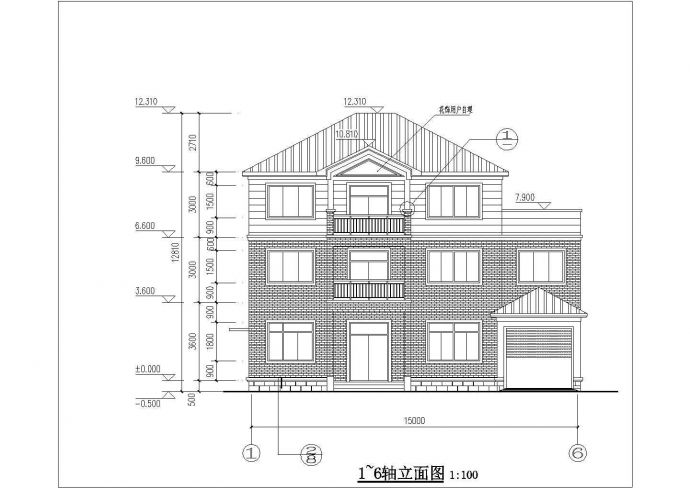 长沙市某存在着380平米3层混合结构单体别墅全套建筑设计CAD图纸_图1