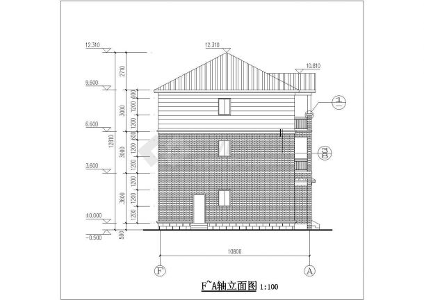 长沙市某存在着380平米3层混合结构单体别墅全套建筑设计CAD图纸-图二
