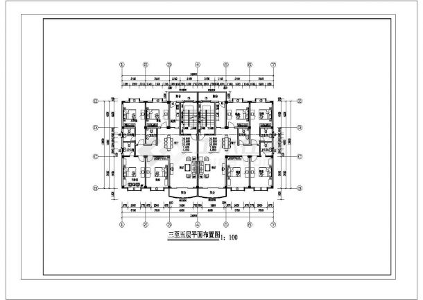 某地上六层框架结构商住楼建筑施工CAD图纸-图二