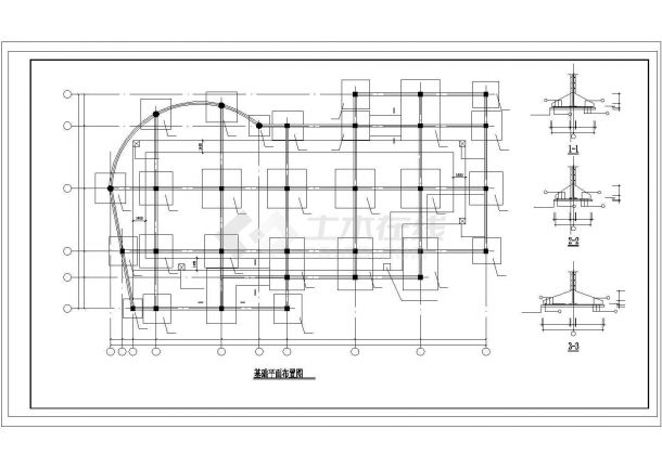 某地区五层办公楼剪力墙结构设计施工CAD图-图二