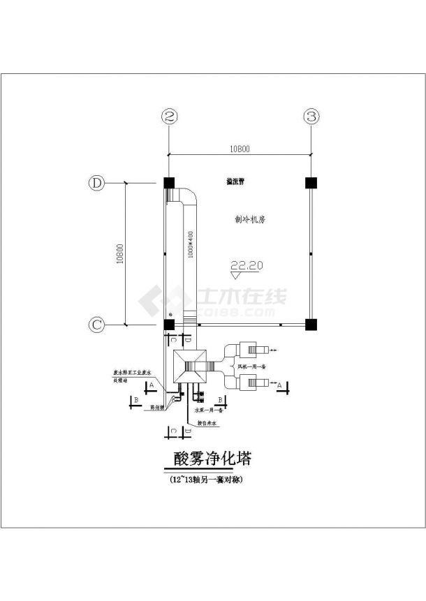 净化塔设计_酸雾净化塔局部大样CAD图-图一