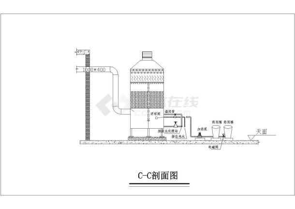 净化塔设计_酸雾净化塔局部大样CAD图-图二