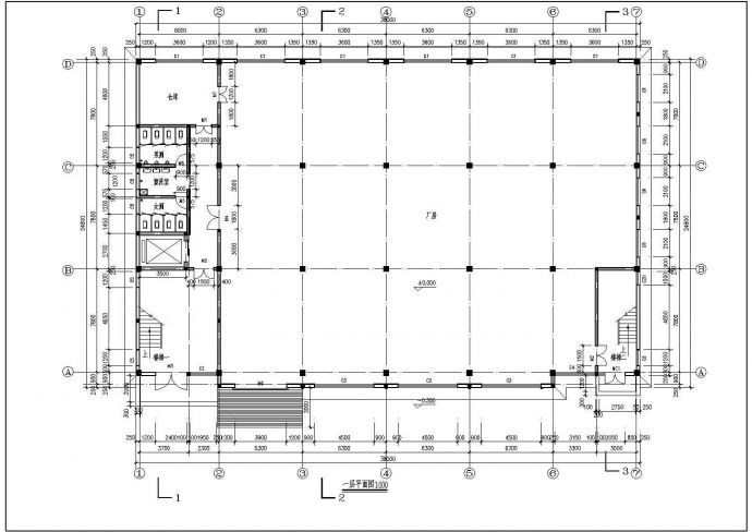 长38米 宽24.8米 4层局部5层3841.2平米框架结构资产经营管理公司厂房建筑施工图_图1