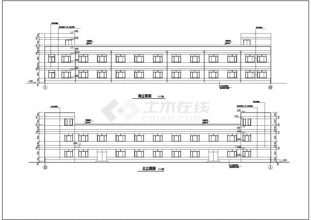 长51.36米 宽9米 2层局部3层726平米框架结构木业公司厂房建筑施工图-图二
