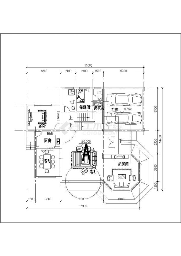 326平米3层混合结构单体别墅平立剖面设计CAD图纸（含效果图）-图一