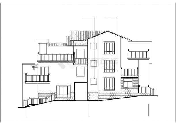 395平米3层砖混结构单体别墅平立剖面设计CAD图纸（含效果图）-图一