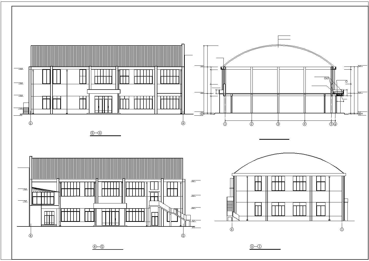 某中学操场与食堂建筑施工CAD图