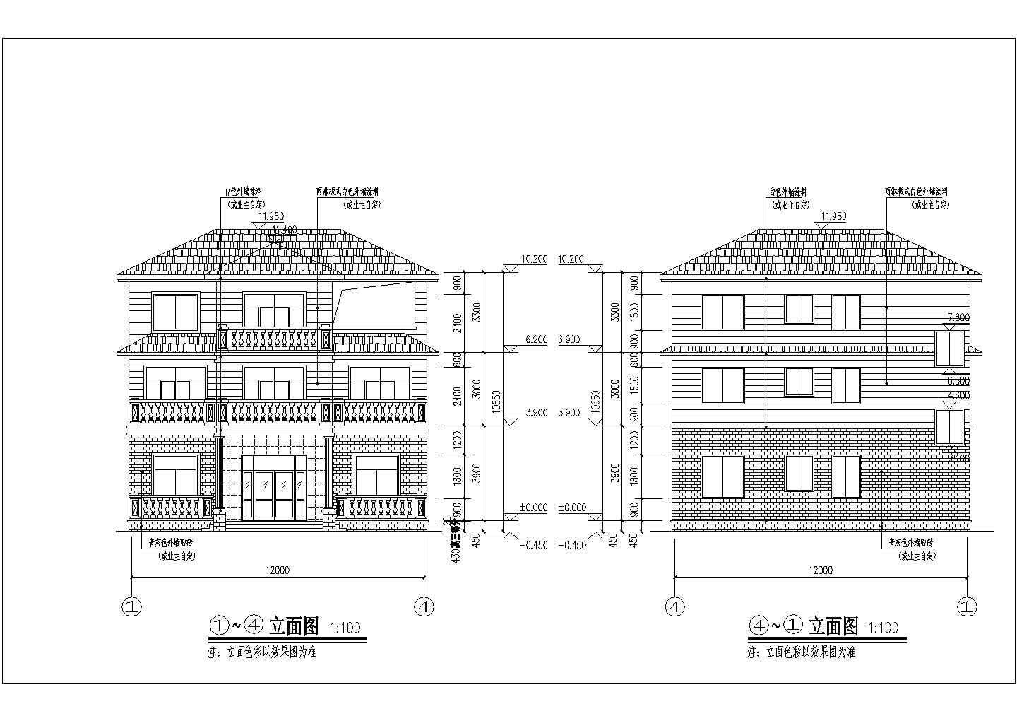 占地140平米3层框混结构单体别墅全套建筑+结构设计CAD图纸
