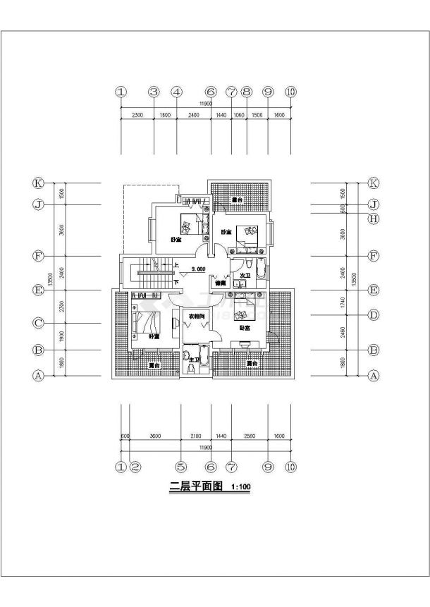350平米3层混合结构单体别墅全套平面设计CAD图纸（含效果图）-图二
