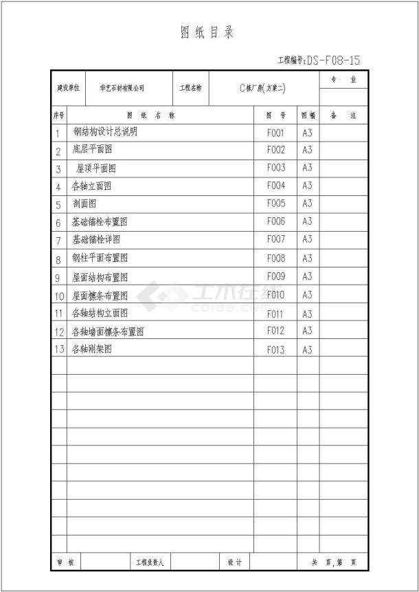 华艺石材厂房结构设计全套CAD图-图一