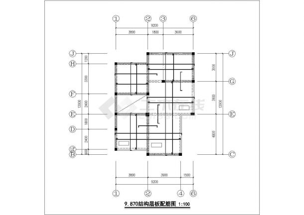 蚌埠市某村镇3+1层混合结构单体别墅全套结构设计CAD图纸-图二