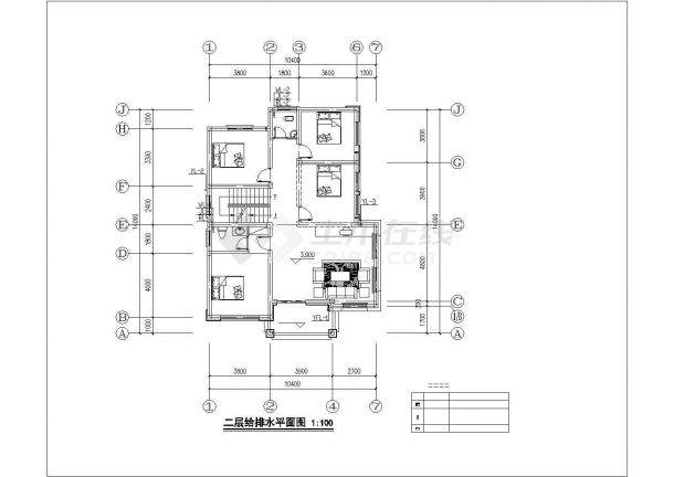 泉州市某村镇3层混合结构乡村别墅全套给排水设计CAD图纸-图一