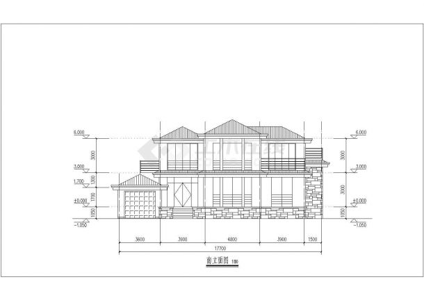 560平米三层框混结构单体别墅平立剖面设计CAD图纸（含阁楼和地下室层）-图一