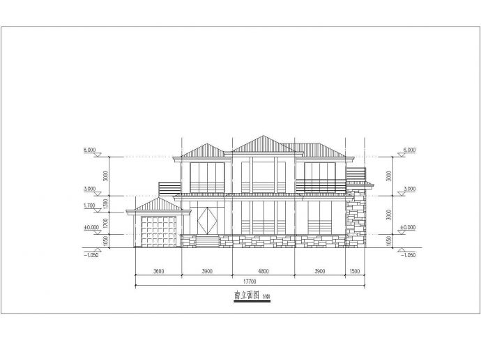 560平米三层框混结构单体别墅平立剖面设计CAD图纸（含阁楼和地下室层）_图1