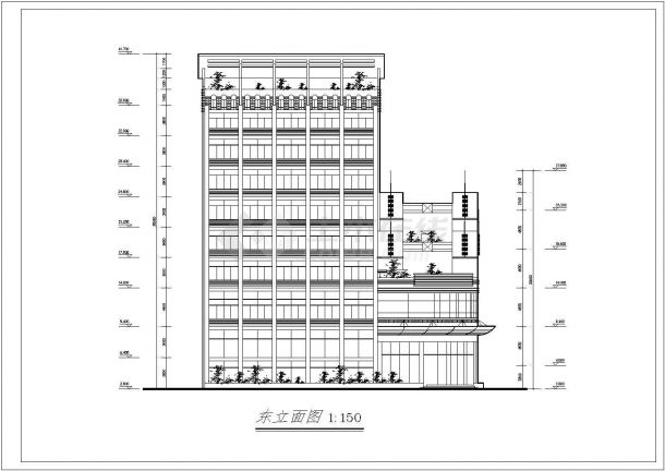 某地风云大酒店包间全套建筑施工cad图(含各层平面图)-图一