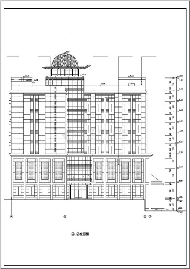 江宁某步行街商住楼全套建筑施工设计cad图纸(含各层平面图)-图一