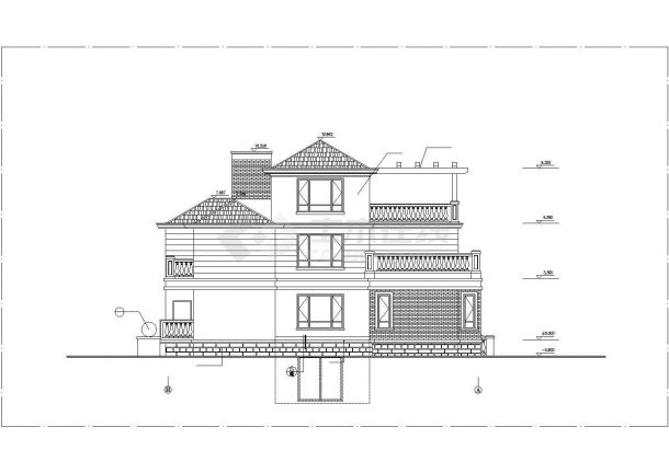 占地132平米3层框混结构单体别墅全套建筑设计CAD图纸-图二