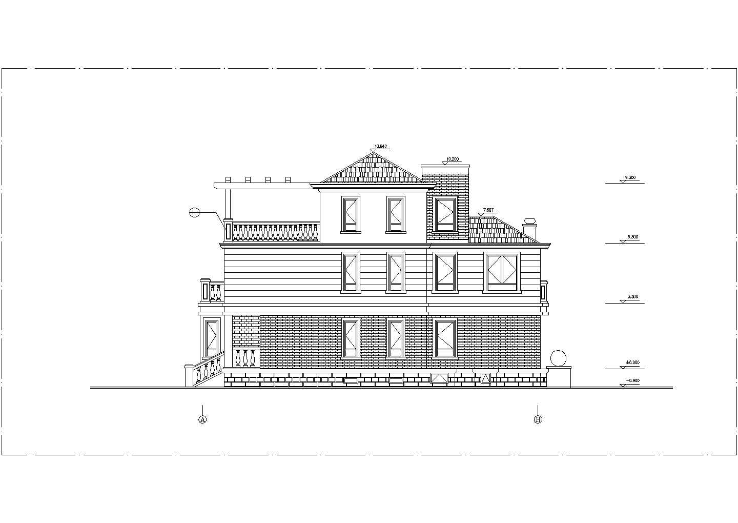 占地132平米3层框混结构单体别墅全套建筑设计CAD图纸