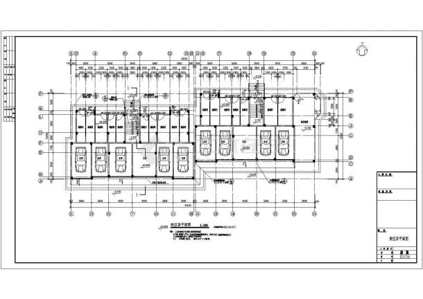 七层阁楼二单元4107.7平米对称户型住宅楼全套施工设计cad图纸(含节点大样及说明)-图二