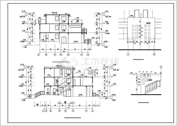 大户型二层带阁楼联排别墅建筑施工图-图二