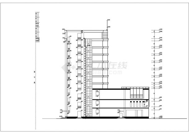 某小高层框架结构高档酒店设计cad建筑施工图-图一