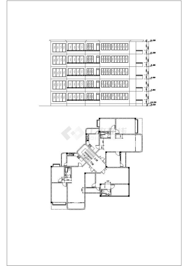 欧式风格新型小区多层住宅楼全套建筑设计cad图纸(含立面图，平面图)-图一