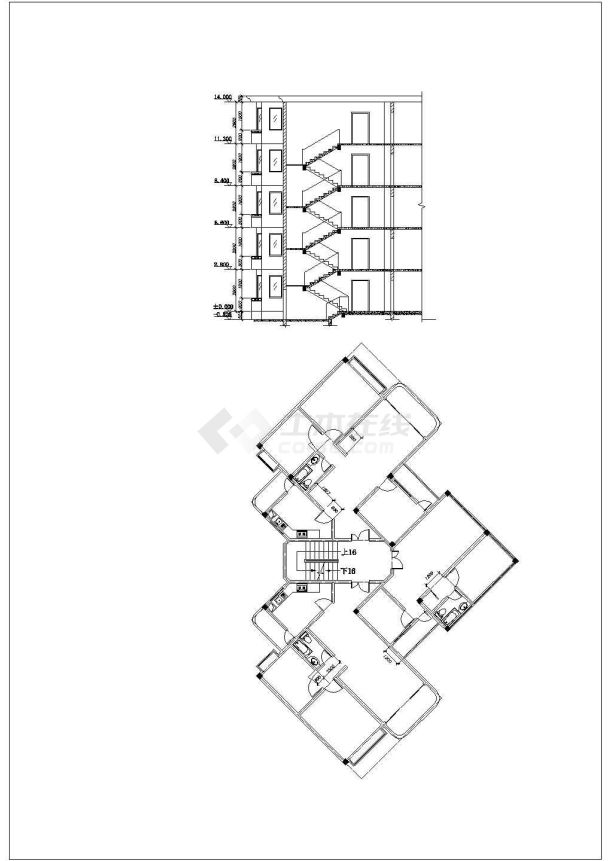 欧式风格新型小区多层住宅楼全套建筑设计cad图纸(含立面图，平面图)-图二