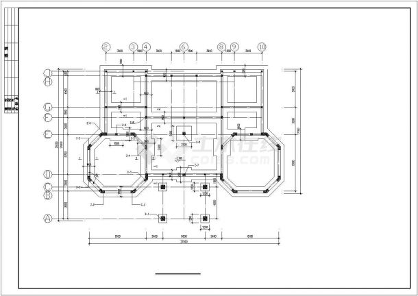 1200平米3层框架结构单体别墅全套结构设计CAD图纸-图二