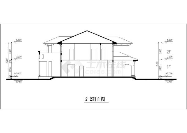 386平米双层框架结构单体别墅平立剖面设计CAD图纸（含效果图）-图二