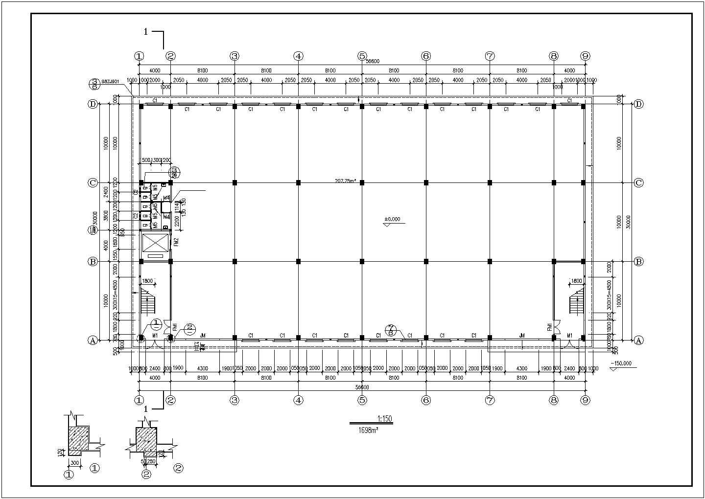 3层5300平米框架结构海棉加工厂建施【平立剖 节点大样 目录 说明】