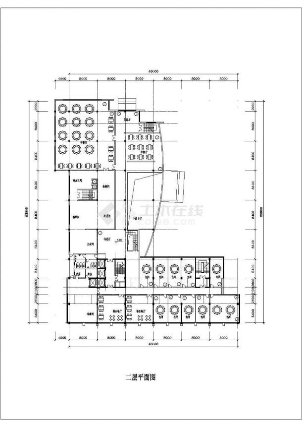 杭州某多层豪华酒店全套建筑施工设计cad图纸(含入口层平面图)-图二