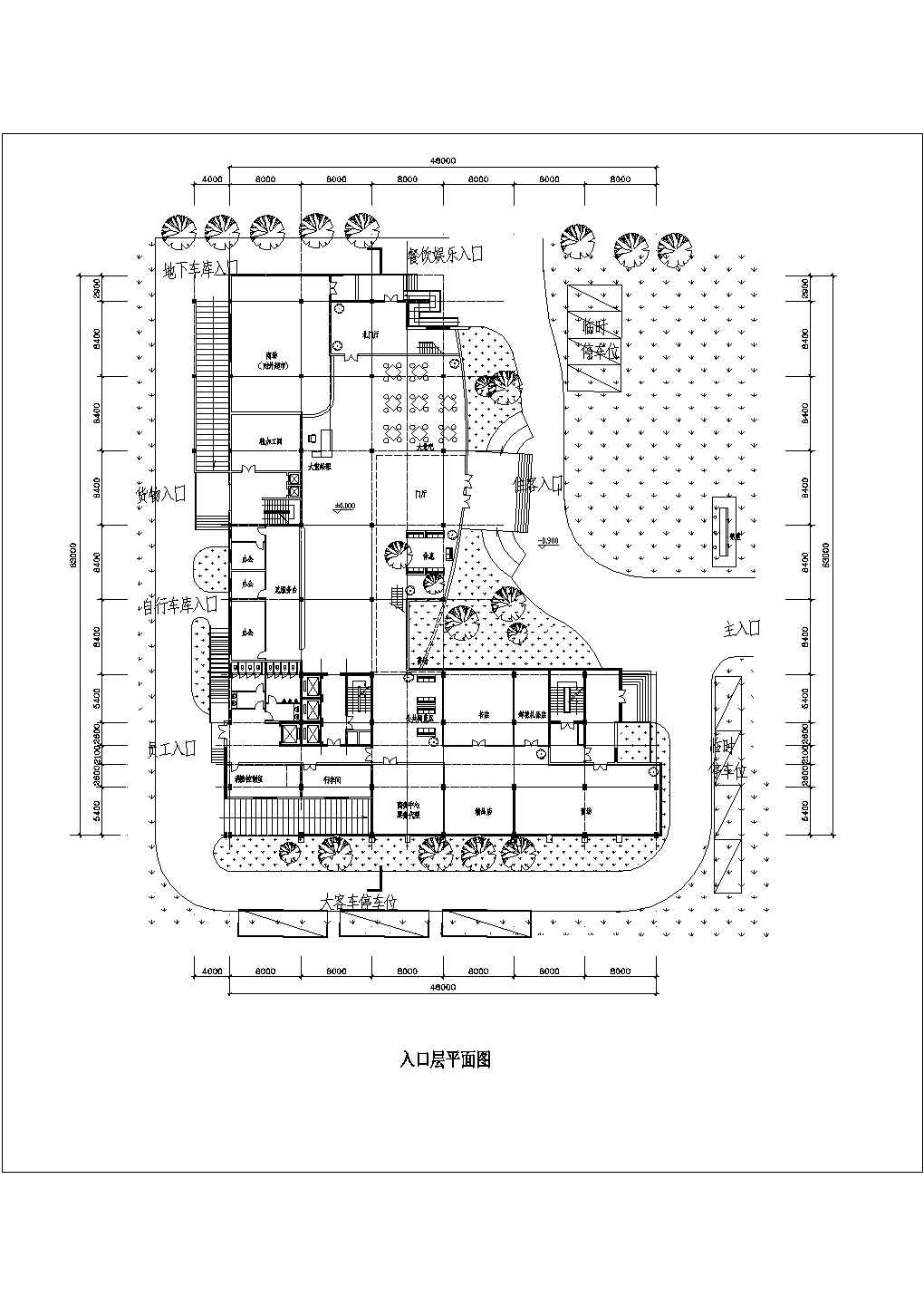 杭州某多层豪华酒店全套建筑施工设计cad图纸(含入口层平面图)