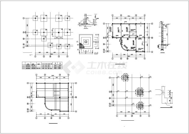 620平米左右三层框混结构单体别墅全套结构设计CAD图纸-图二