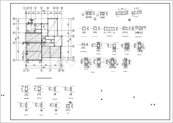 杭州市某别墅区3层混合结构单体别墅全套结构设计CAD图纸-图一