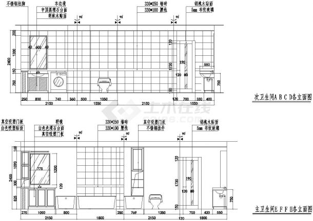 【杭州】某军区多层住宅楼全套建筑施工设计cad图(含林苑B套顶平面图)-图二