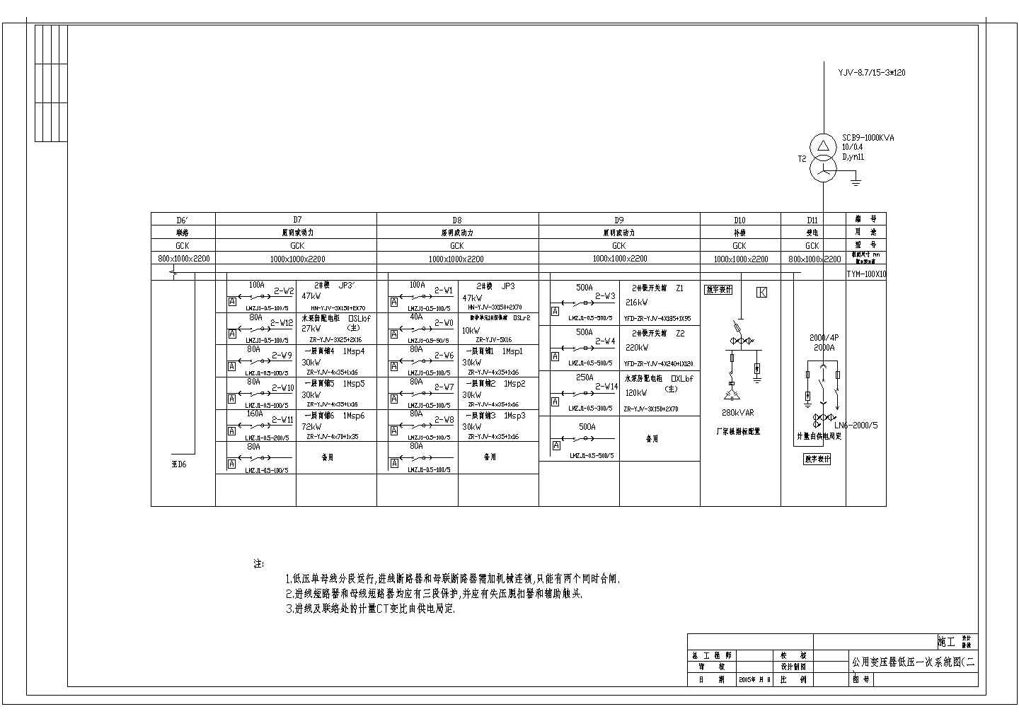 某低压柜一次CAD大样详细系统图