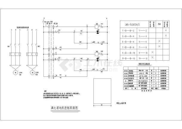 某电机一用一备二次CAD详细接线图-图一